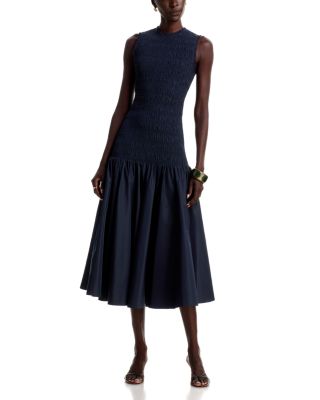 Smocked Drop Waist Midi Dress