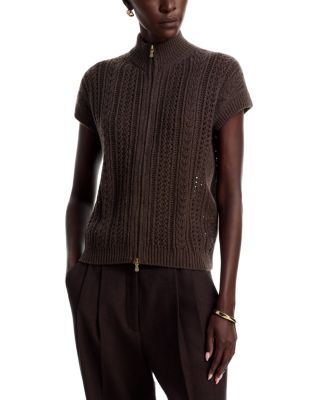 Double Zipper Mock Neck Cashmere Sweater