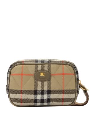 Checked Quilted Nylon Horseshoe Pouch