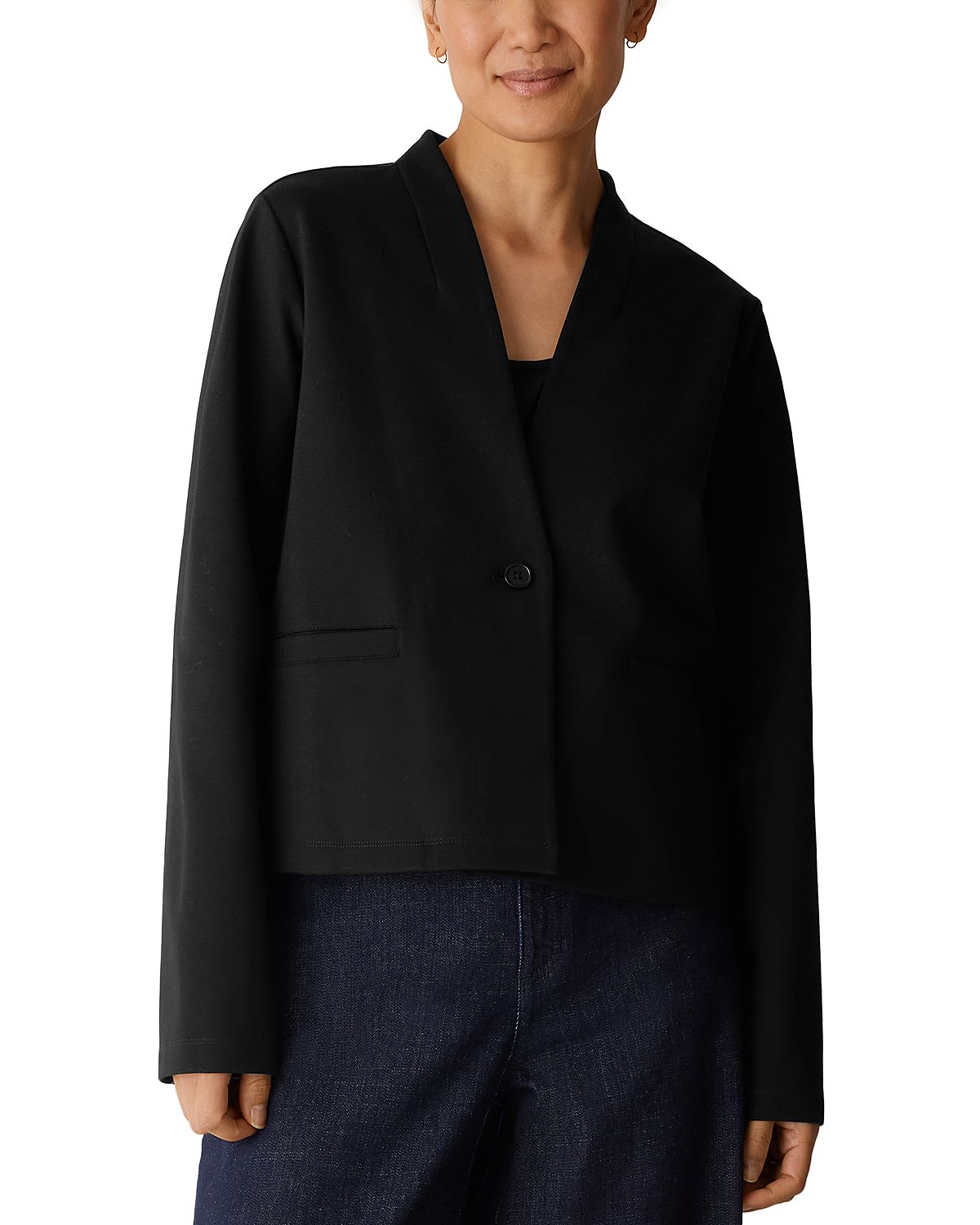 Eileen Fisher Flex Ponte High Collar Cropped Jacket