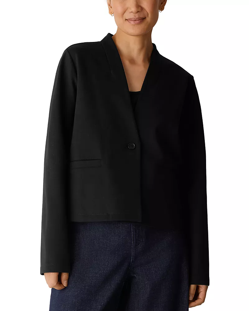 Eileen Fisher Flex Ponte High Collar Cropped Jacket