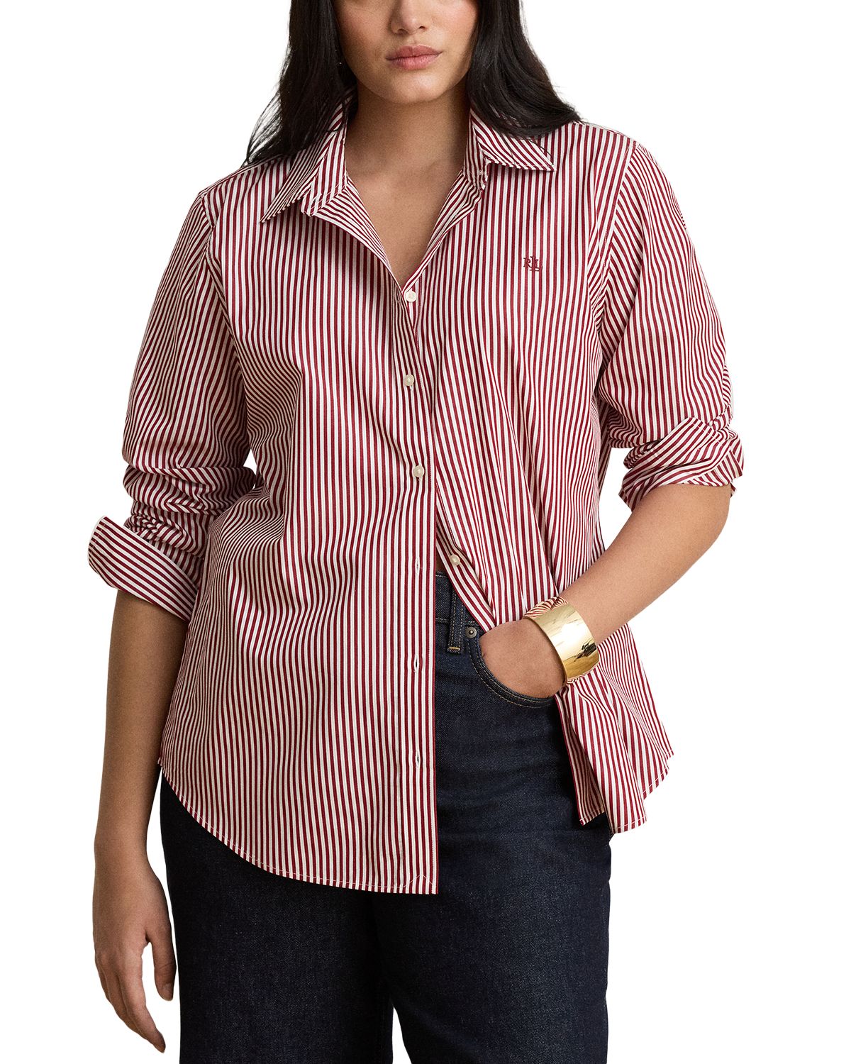 Cotton Classic Fit Striped Broadcloth Shirt thumbnail 5