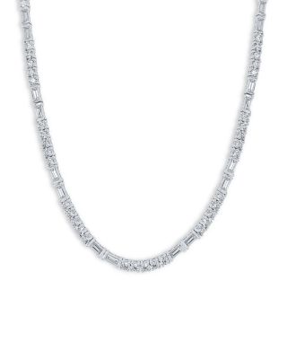 Bloomingdale's Fine Collection Luxe Collection Certified Lab Grown Diamond Alternating Tennis Necklace in 14K White Gold, 12.0 tcw
