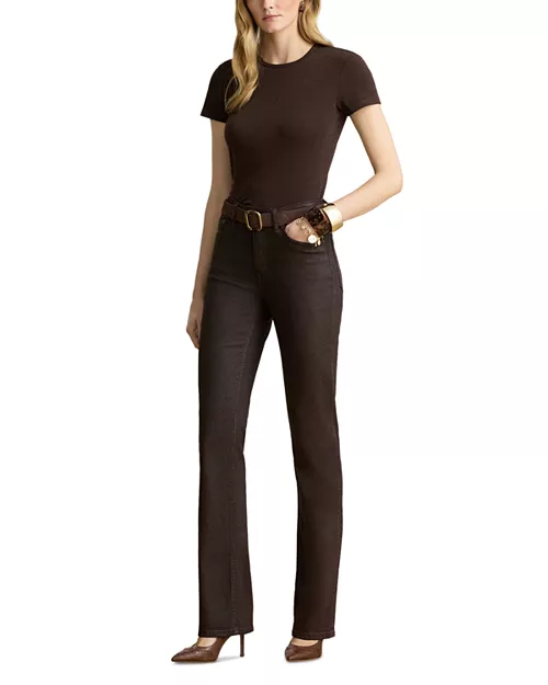 Coated High Rise Bootcut Jeans
