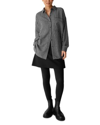 Wool & Cotton Check Classic Collar Long Shirt - thumbnail 2