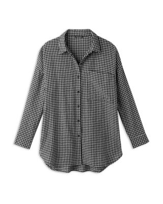 Wool & Cotton Check Classic Collar Long Shirt - thumbnail 5