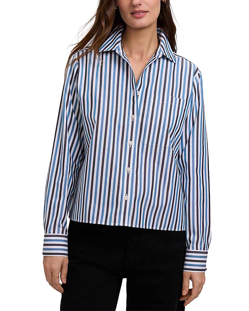 Foxcroft Jodie Cotton Poplin Shirt In Indigo Multi