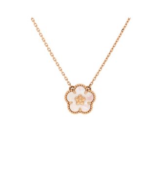 Pre-Owned Van Cleef & Arpels Lucky Spring Plum Blossom Pendant Necklace 18K Rose Gold and Mother of Pearl, 16.5