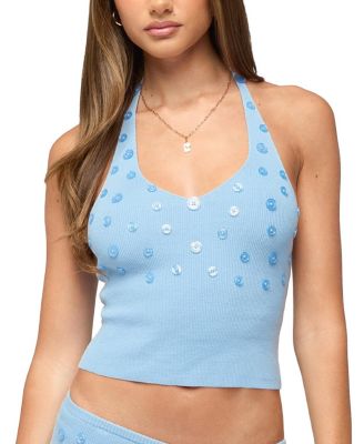  Nataly Button Knit Halter Top
