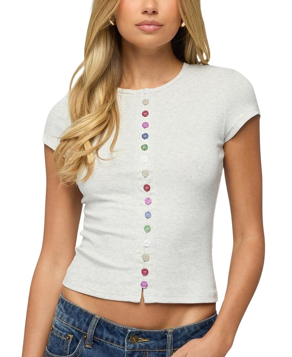 Edikted Cary Mixed Button Up T Shirt