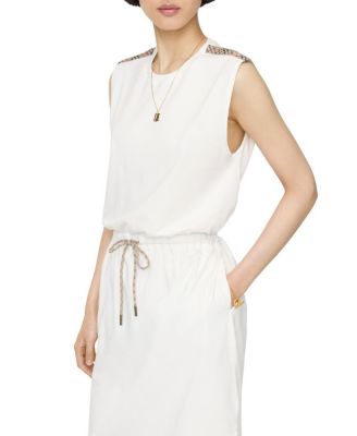  Check Trim Cotton Jersey Dress