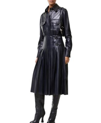  Pleated Leather Skirt