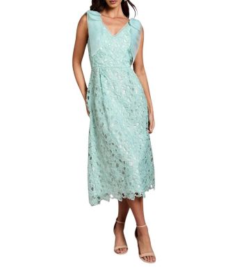 Shoulder Organza Lace Midi Dress