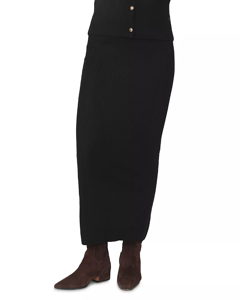 Point Twisted Cable Knit Maxi Skirt