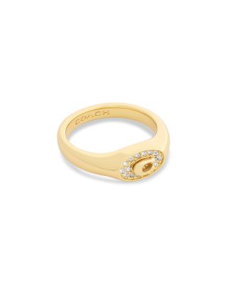 Signature C Pav&eacute; Signet Ring