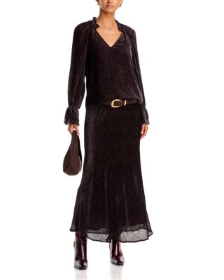 Emerson Textured Dot Silk Blouse & Quinn Textured Dot Silk Skirt