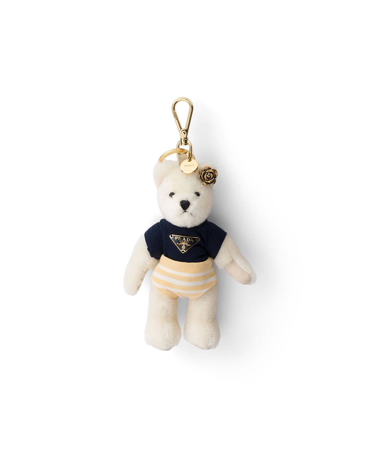 Prada Teddy Bear Key Ring Charm With Metal Ring
