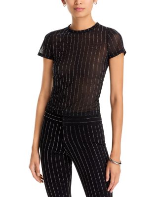Alice and Olivia Tess Embellished Short Sleeve Tee