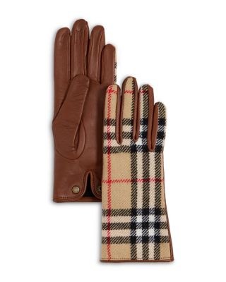Check Wool & Leather Gloves