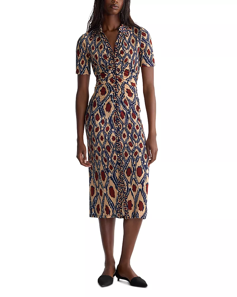 Diane von Furstenberg Zoey Collared V Neck Midi Dress