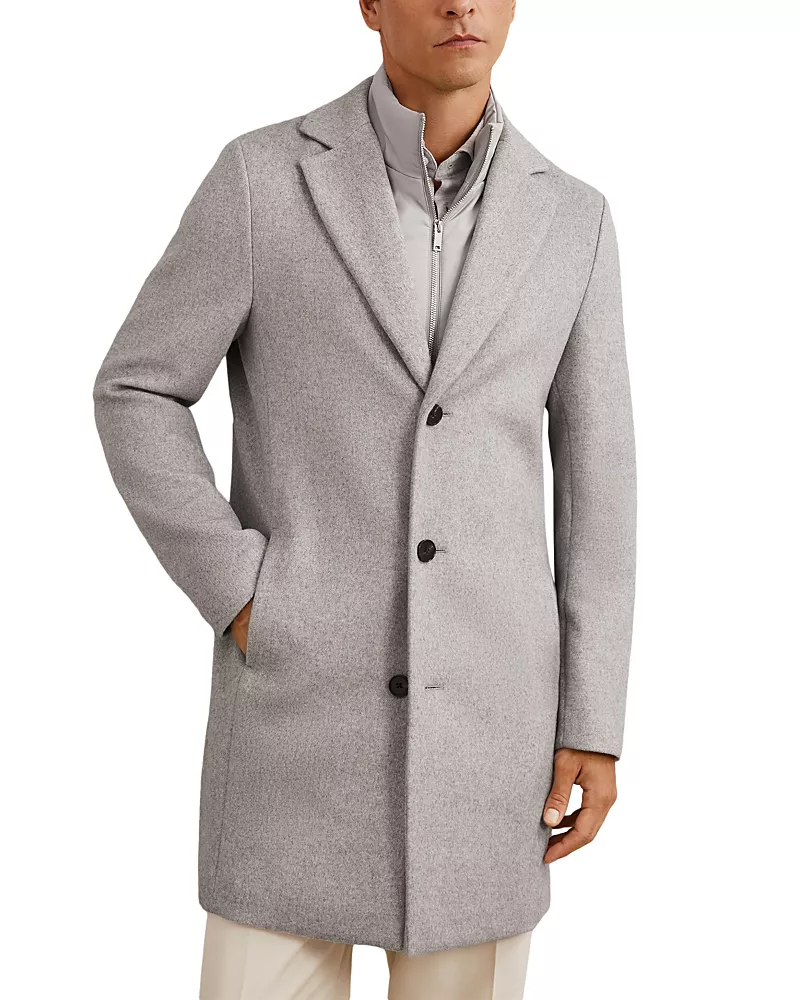 Reiss Gable Removable Gilet Single Breast Overcoat
