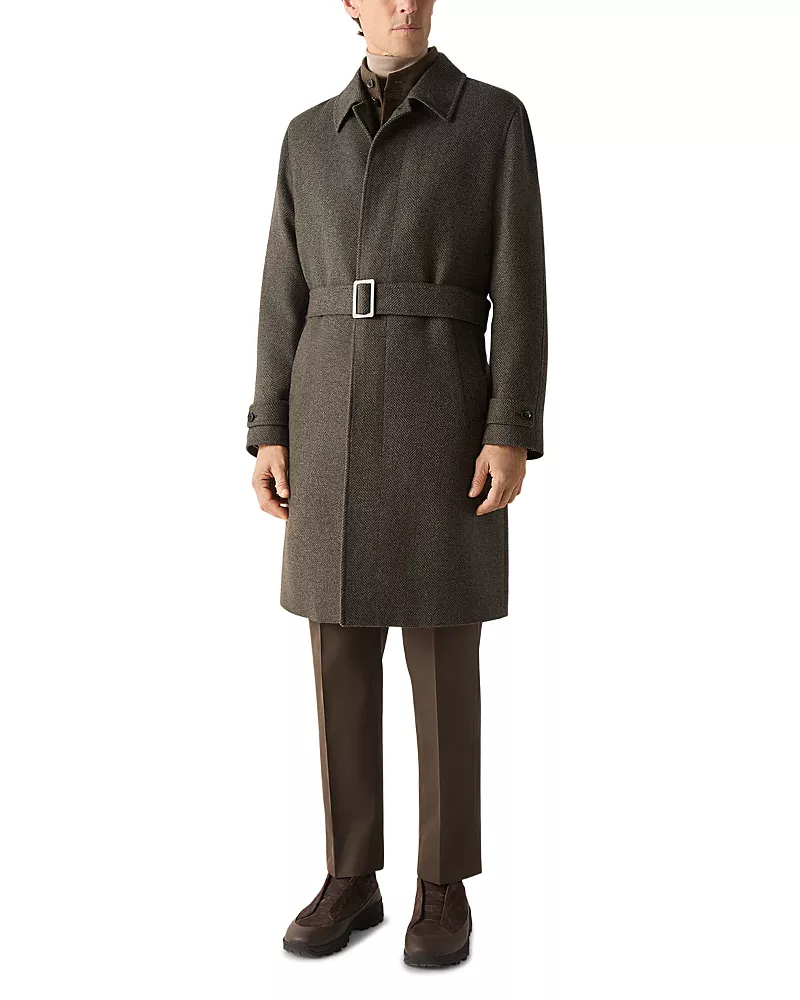 Zegna Oasi Cashmere Herringbone Trench Coat