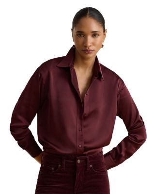 Relaxed Fit Satin Charmeuse Shirt