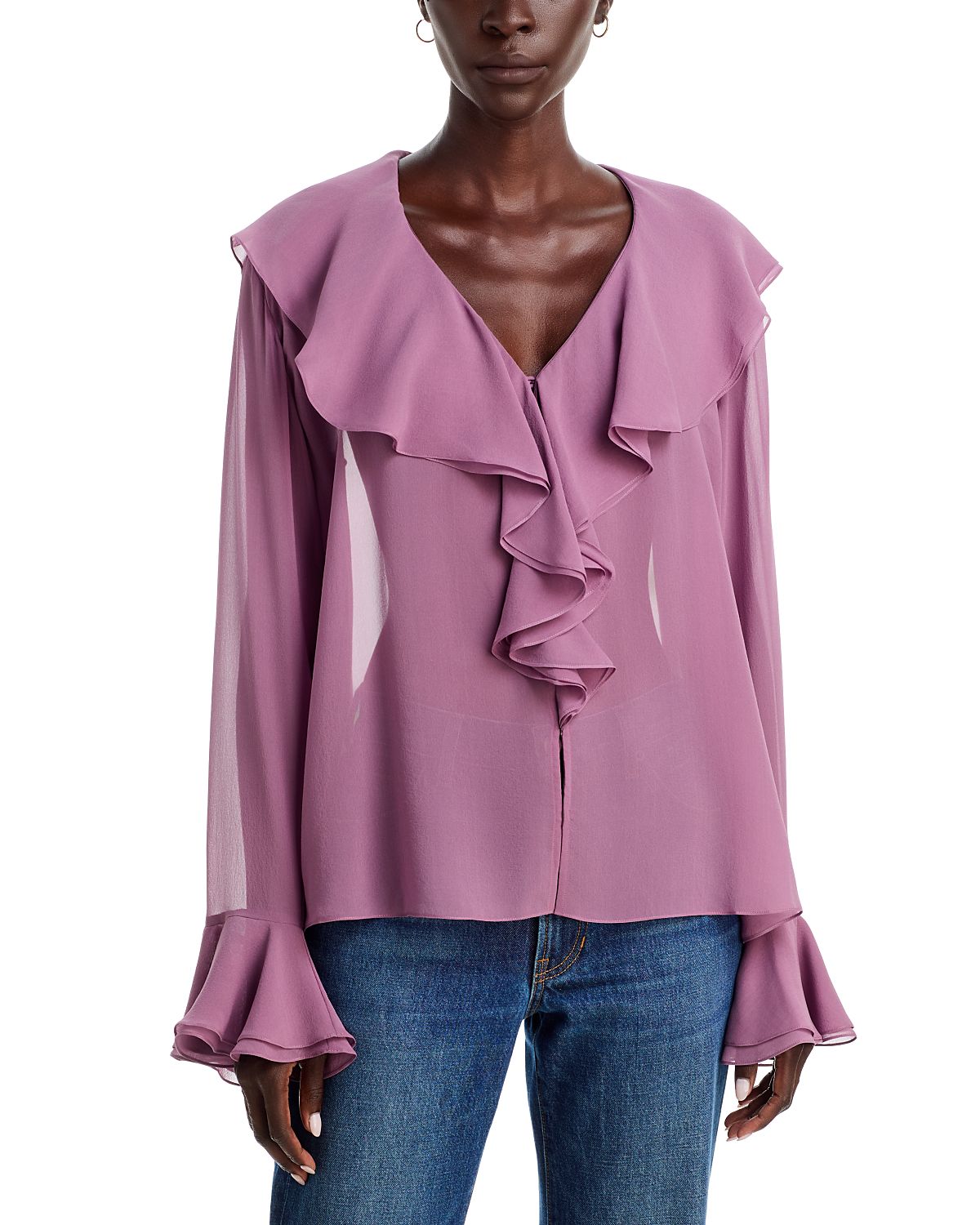 A. l.c. Colette Silk Ruffled Top