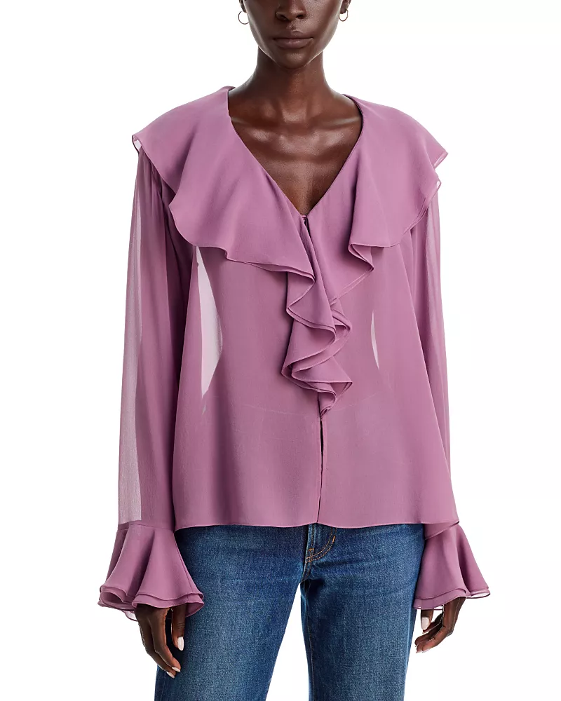 A. l.c. Colette Silk Ruffled Top