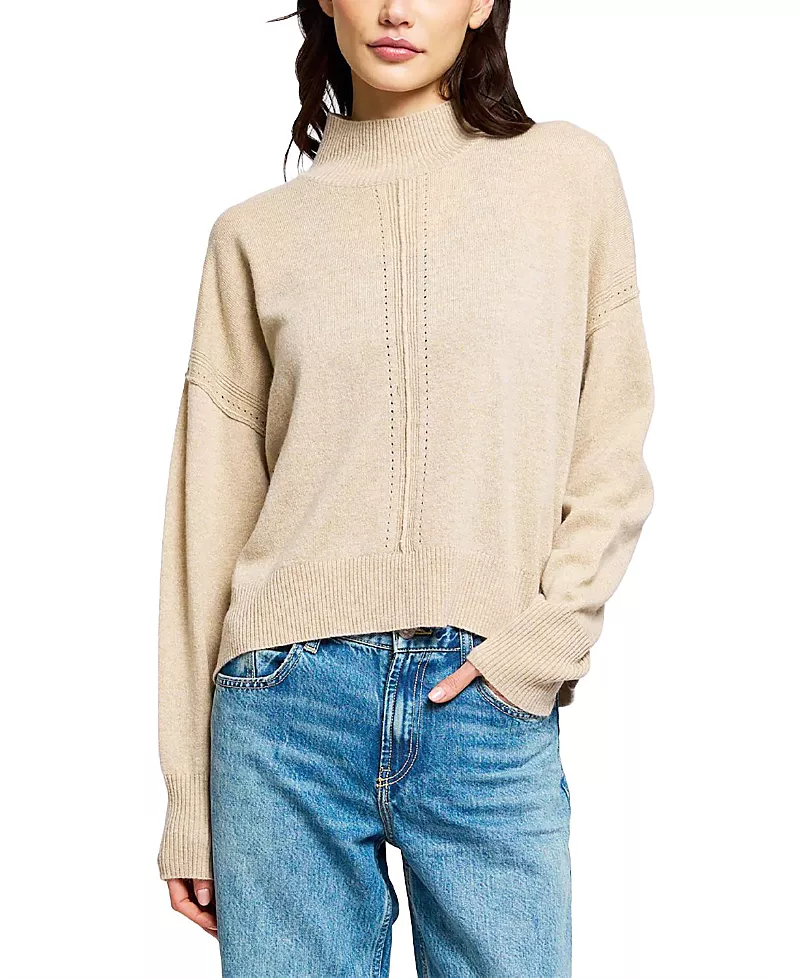 Central Park West Women's Thea Cashmere Oversized T Neck Sweatshirt