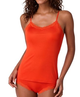  Women's Soft Silk Lace Trim Camisole