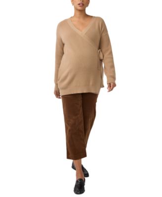 Ribbed Knit Crossover Maternity Nursing Cardigan