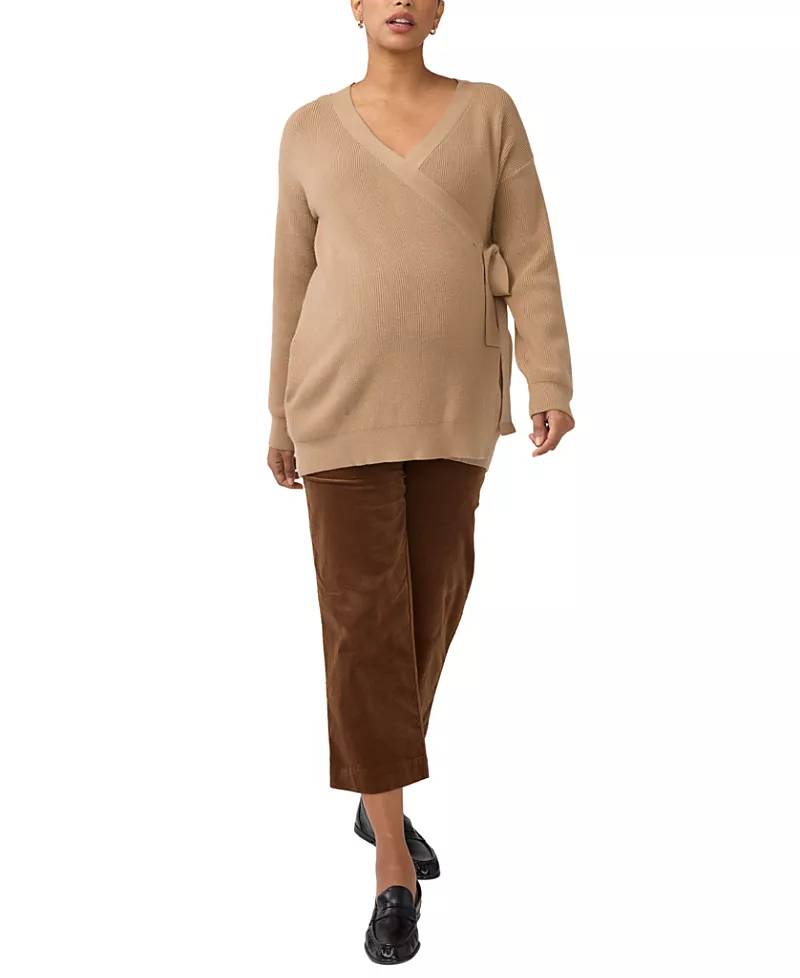 Ingrid & Isabel Ribbed Knit Crossover Maternity Nursing Cardigan
