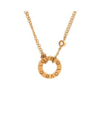 2 Diamonds Love Pendant Necklace 18K Gold and Diamonds, 16.5"