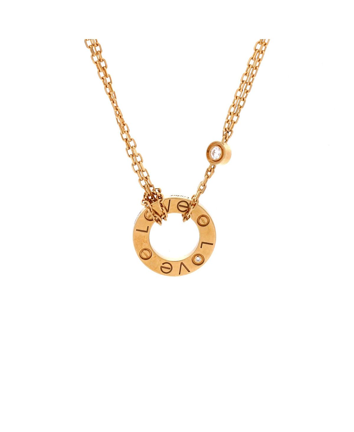 Pre-Owned Cartier 2 Diamonds Love Pendant Necklace 18K Gold and Diamonds