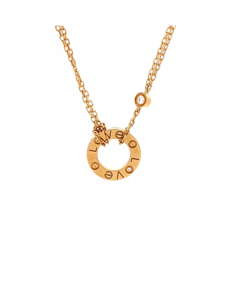 Pre-Owned Cartier 2 Diamonds Love Pendant Necklace 18K Gold and Diamonds, 16.5