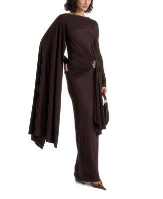 Edena Asym Ruched Draped Maxi Dress