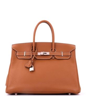 Birkin 35 Handbag Brown Togo with Palladium Hardware