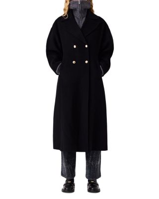 Wool Double Breasted Long Coat 