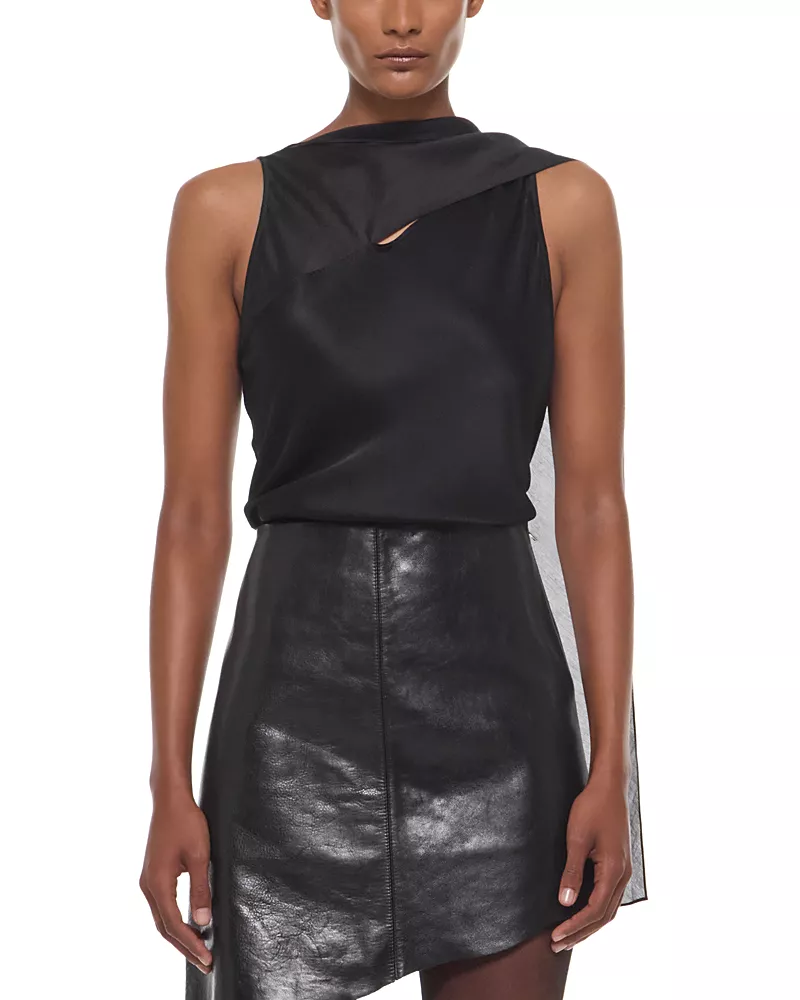 Helmut Lang Silk Asymmetric Scarf Top