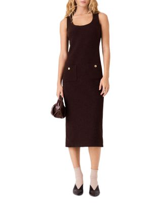 Tweed Round Neck Midi Dress