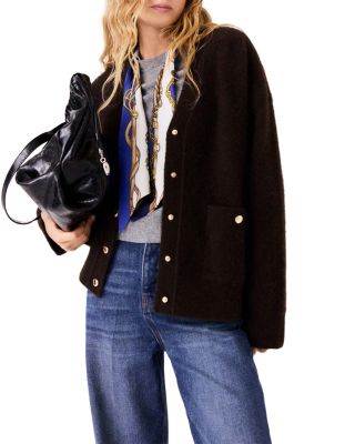 Wool Blend V Neck Cardigan Sweater 