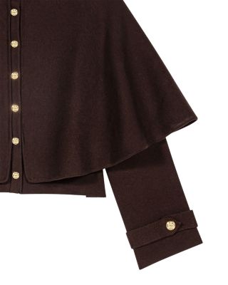 High Neck Cape Layered Cardigan Sweater - thumbnail 6