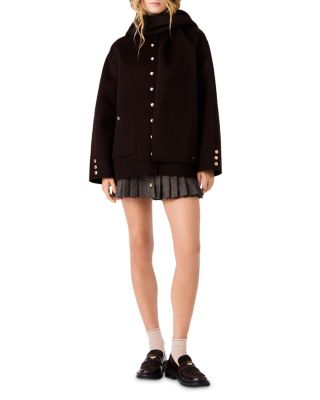 Wool Blend Hooded Long Sleeve Jacket - thumbnail 2
