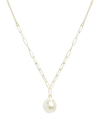 Bloomingdale's Fine Collection Baroque Pearl Rope & Paperclip Necklace in 14K Yellow Gold, 16