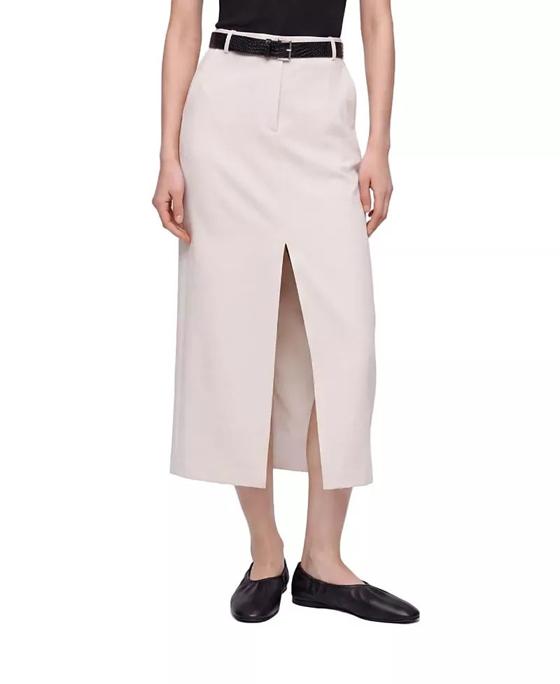 Nocturne Belted Front Slit Maxi Skirt