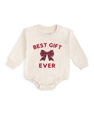 Girls' Best Gift Ever Patch Christmas Long Sleeve Romper - Baby