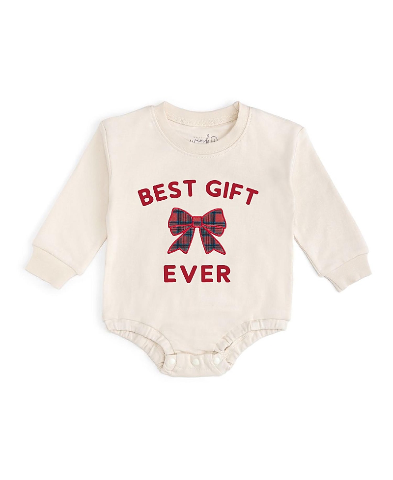 Sweet Wink Girls' Best Gift Ever Patch Christmas Long Sleeve Romper - Baby