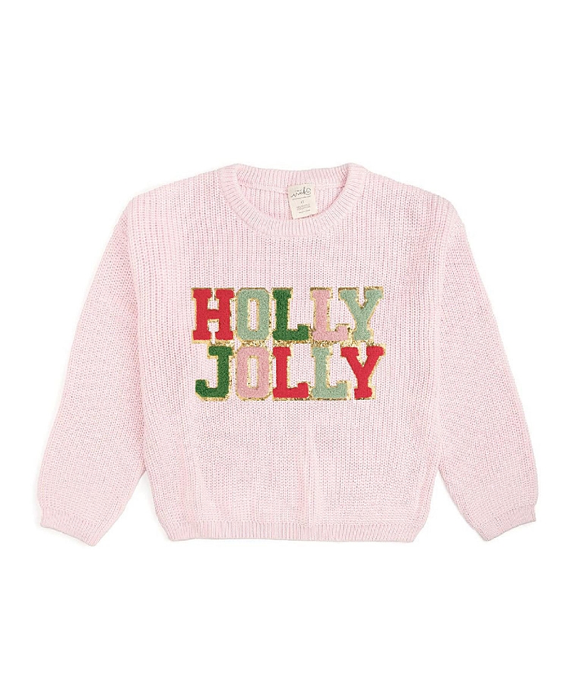 Sweet Wink Girls' Holly Jolly Patch Christmas Sweater - Big Kid