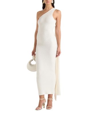 Laya Asymmetric Knit Midaxi Dress with Scarf